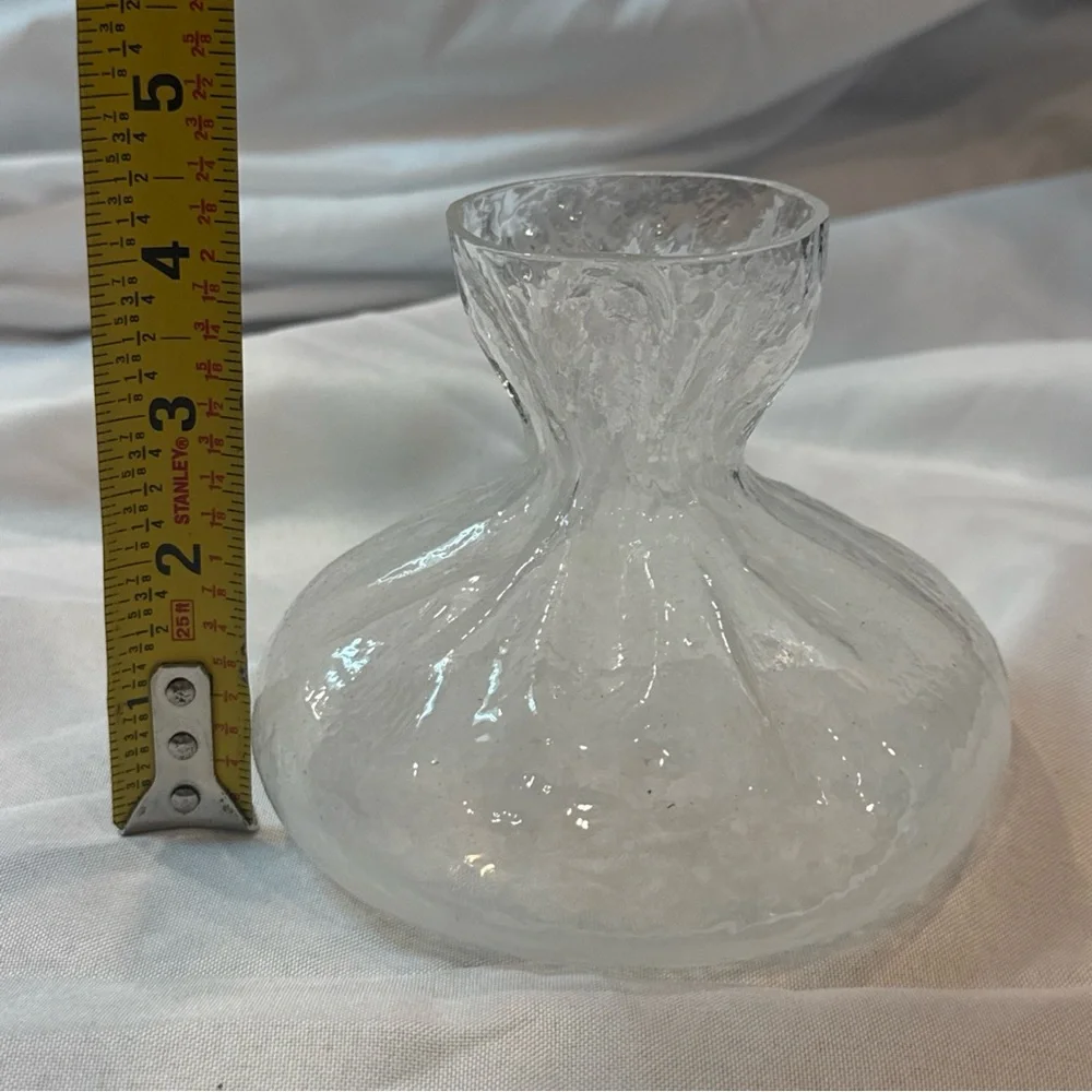 Vintage Swedish Glass Vase SEA Glasbruk by Kosta Rune Strand Sack Textured Vase